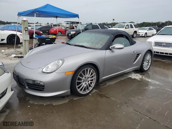 2008 Porsche Boxster S with VIN WP0CB29858U731331, listed as a Copart auction lot 74499374 with 0 mi miles and Salvage Title. Bid and sale history available at carsss.com. Image 1.