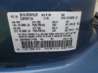 2002 Dodge Durango z VIN 1B8HR48N22F144208, wystawiony jako IAAI lot #41101004 z przebiegiem Nie podano mil oraz . Historia ofert i sprzedaży dostępna na DreamBid. Obrazek 9.