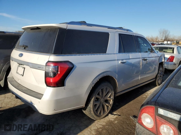 2019 Ford Expedition Max Platinum z VIN 1FMJK1MT3KEA53639, wystawiony jako Copart lot #42505355 z przebiegiem 121 078 mil mil oraz Szkoda całkowita • Salvage title. Historia ofert i sprzedaży dostępna na DreamBid. Obrazek 3.