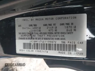 2014 Mazda 3 i Touring with VIN JM1BM1V74E1199872, listed as a IAAI auction lot 42196358 with 171,746 mi miles and . Bid and sale history available at DreamBid. Image 9.