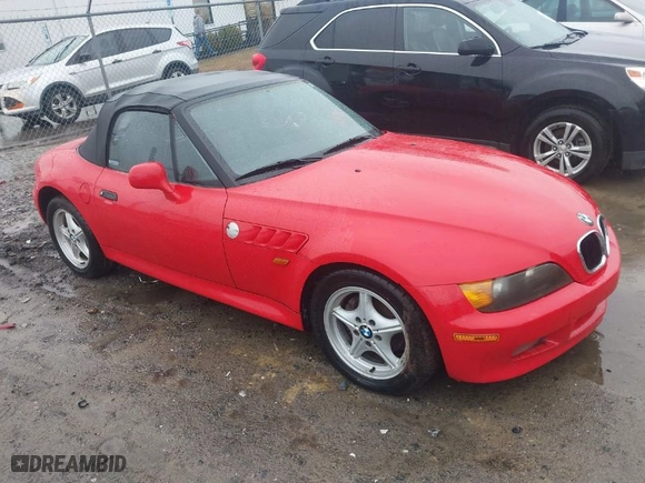 1996 BMW 3-Series Z3 with VIN 4USCH7323TLB69098, listed as a IAAI auction lot 41557656 with 67,858 mi miles. Bid and sale history available at carsss.com. Image 1.