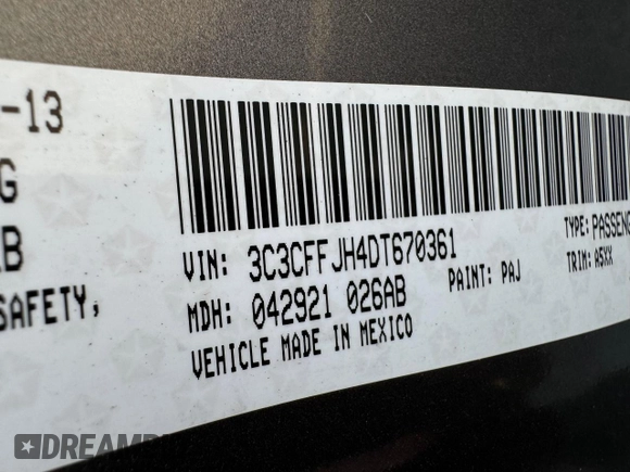 2013 FIAT 500 Abarth with VIN 3C3CFFJH4DT670361, listed as a Copart auction lot 84738664 with 79,555 mi miles and Clean Title. Bid and sale history available at carsss.com. Image 10.
