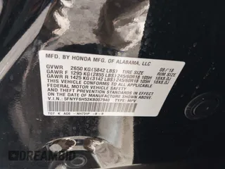 2019 Honda Pilot EX-L with VIN 5FNYF6H53KB007940, listed as a IAAI auction lot 38969204 with 52,677 mi miles. Bid and sale history available at carsss.com. Image 9.