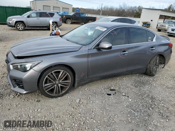 2014 Infiniti Q50 with VIN JN1BV7AP4EM687842, listed as a Copart auction lot 42549085 with 133,599 mi miles and Salvage Title. Bid and sale history available at DreamBid. Image 1.