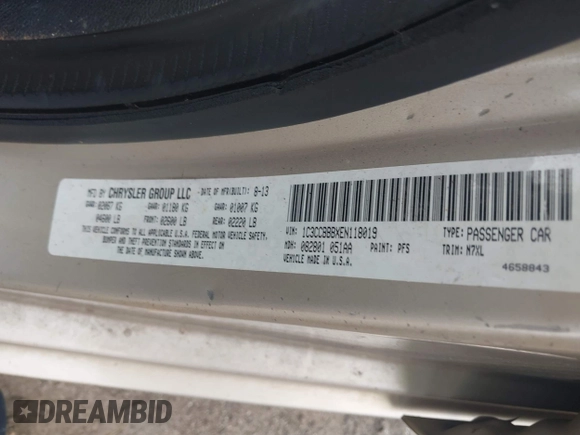 2014 Chrysler 200 Touring with VIN 1C3CCBBBXEN118019, listed as a IAAI auction lot 42154127 with 140,301 mi miles and . Bid and sale history available at carsss.com. Image 9.