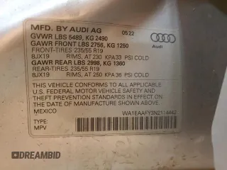 2022 Audi Q5 S line Premium Plus with VIN WA1EAAFY3N2114442, listed as a Copart auction lot 49641025 with 0 mi miles and Salvage Title. Bid and sale history available at carsss.com. Image 15.