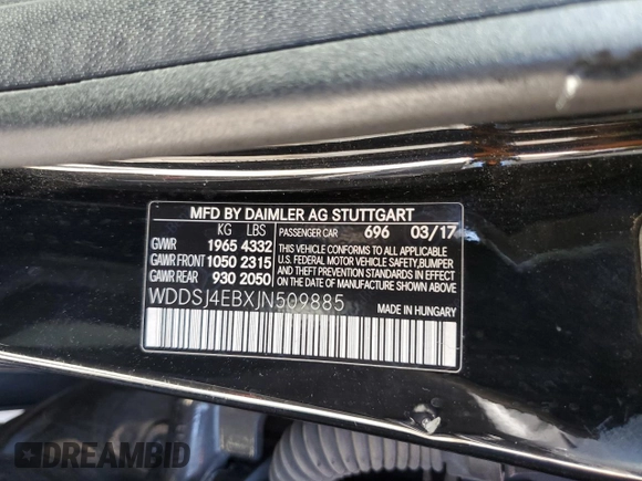 2018 Mercedes-Benz CLA 250 with VIN WDDSJ4EBXJN509885, listed as a Copart auction lot 58088825 with Not provided miles and Salvage title. Bid and sale history available at DreamBid. Image 13.