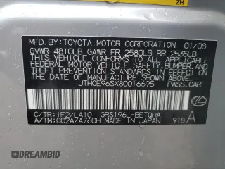 2008 Lexus GS 350 with VIN JTHCE96SX80016695, listed as a Copart auction lot 71560974 with 0 mi miles and Salvage Title. Bid and sale history available at carsss.com. Image 12.