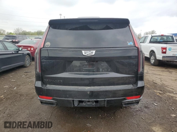 2023 Cadillac Escalade 4WD Sport with VIN 1GYS4FKL1PR258793, listed as a Copart auction lot 55128535 with 35,331 mi miles and Salvage title. Bid and sale history available at DreamBid. Image 6.