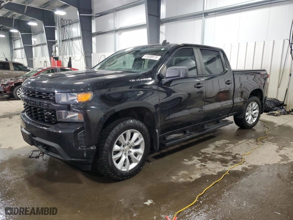 2021 Chevrolet Silverado 1500 Custom with VIN 1GCUYBEF0MZ256840, listed as a Copart auction lot 41638615 with 55,904 mi miles and Salvage Title. Bid and sale history available at carsss.com. Image 1.