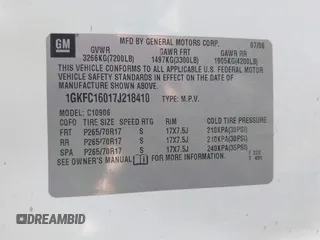 2007 GMC Yukon XL SLT with VIN 1GKFC16017J218410, listed as a IAAI auction lot 41981881 with 209,721 mi miles. Bid and sale history available at carsss.com. Image 9.