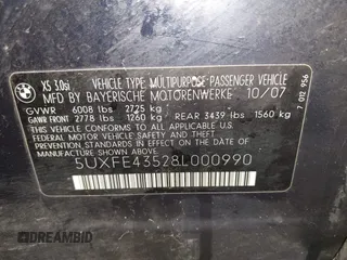 2008 BMW X5 3.0si z VIN 5UXFE43528L000990, wystawiony jako IAAI lot #41904741 z przebiegiem Nie podano mil oraz . Historia ofert i sprzedaży dostępna na DreamBid. Obrazek 9.