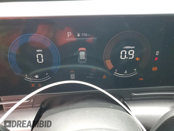 2024 Hyundai Kona SEL with VIN KM8HB3ABXRU103104, listed as a Copart auction lot 59023075 with 9,740 mi miles and Salvage title. Bid and sale history available at DreamBid. Image 9.