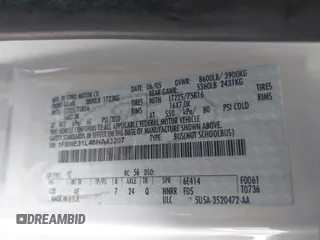 2006 Ford Econoline Passenger XL с VIN 1FBNE31L46HA43207, выставлен на аукционе IAAI как лот 41798703 с пробегом 91 352 миль миль и . История ставок и продаж доступна на DreamBid. Изображение 9.