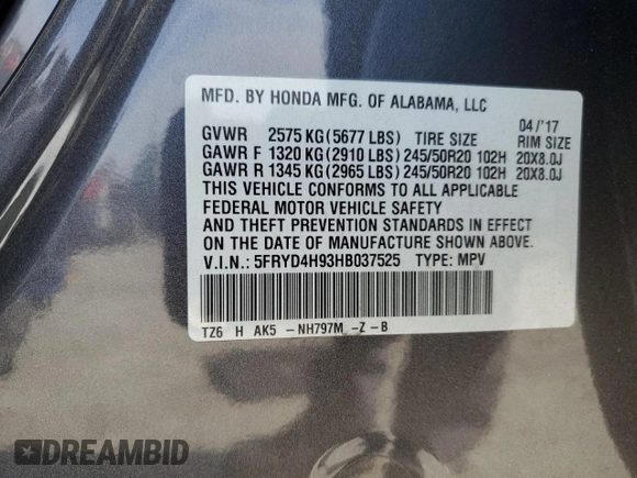 2017 Acura MDX Advance z VIN 5FRYD4H93HB037525, wystawiony jako Copart lot #45949485 z przebiegiem 199 077 mil mil oraz Szkoda całkowita • Salvage title. Historia ofert i sprzedaży dostępna na DreamBid. Obrazek 16.