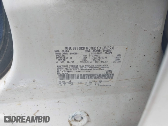 1999 Ford F-250 XL с VIN 1FTNW21L9XEC01658, выставлен на аукционе IAAI как лот 42244513 с пробегом 168 912 миль миль и . История ставок и продаж доступна на DreamBid. Изображение 9.