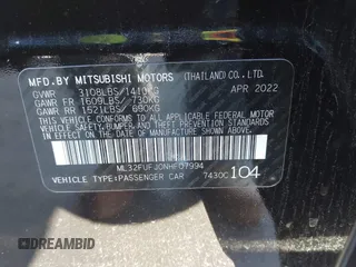 2022 Mitsubishi Mirage ES z VIN ML32FUFJ0NHF07994, wystawiony jako IAAI lot #41062919 z przebiegiem 8 058 mil mil oraz . Historia ofert i sprzedaży dostępna na DreamBid. Obrazek 9.