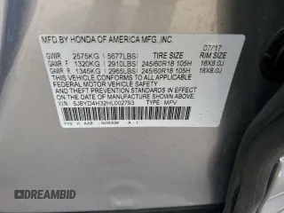2017 Acura MDX z VIN 5J8YD4H32HL002793, wystawiony jako Copart lot #53915215 z przebiegiem 107 415 mil mil oraz Szkoda całkowita • Salvage title. Historia ofert i sprzedaży dostępna na DreamBid. Obrazek 13.