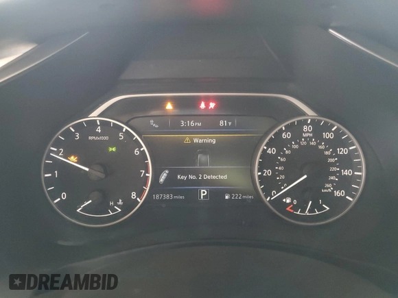 2018 Nissan Murano SL z VIN 5N1AZ2MG7JN170711, wystawiony jako Copart lot #57076585 z przebiegiem 187 383 mil mil oraz Szkoda całkowita • Salvage title. Historia ofert i sprzedaży dostępna na DreamBid. Obrazek 9.