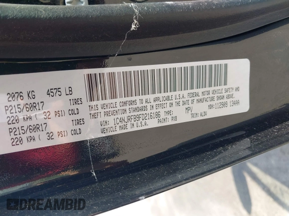 2015 Jeep Patriot High Altitude with VIN 1C4NJRFB9FD216186, listed as a IAAI auction lot 42671095 with 145,193 mi miles and . Bid and sale history available at DreamBid. Image 9.
