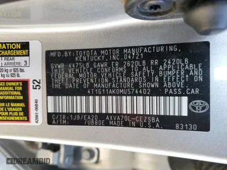 2021 Toyota Camry SE Nightshade with VIN 4T1G11AK0MU574402, listed as a Copart auction lot 42686075 with 53,179 mi miles and Salvage Title. Bid and sale history available at carsss.com. Image 12.