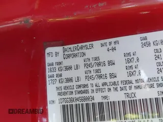 2004 Dodge Dakota с VIN 1D7GG36K04S680034, выставлен на аукционе IAAI как лот 41760693 с пробегом 166 561 миль миль и . История ставок и продаж доступна на DreamBid. Изображение 9.