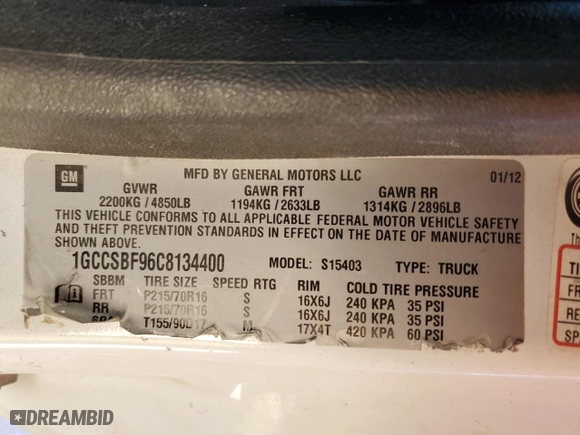 2012 Chevrolet Colorado Work Truck with VIN 1GCCSBF96C8134400, listed as a Copart auction lot 43464455 with 107,593 mi miles and Salvage Title. Bid and sale history available at carsss.com. Image 13.