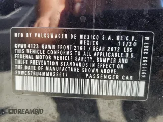 2021 Volkswagen Jetta S z VIN 3VWC57BU4MM028617, wystawiony jako Copart lot #57634645 z przebiegiem 83 210 mil mil oraz Szkoda całkowita • Salvage title. Historia ofert i sprzedaży dostępna na DreamBid. Obrazek 13.