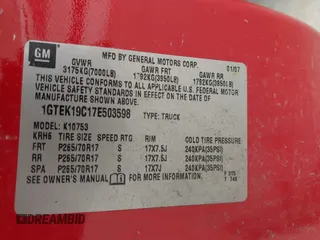 2007 GMC Sierra 1500 SLE1 z VIN 1GTEK19C17E503598, wystawiony jako IAAI lot #42088438 z przebiegiem 222 382 mil mil oraz . Historia ofert i sprzedaży dostępna na DreamBid. Obrazek 9.
