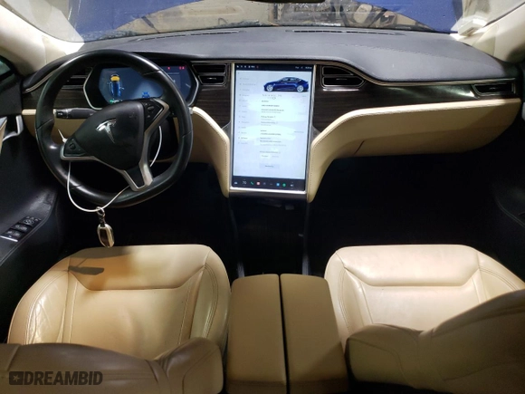 2015 Tesla Model S 85D with VIN 5YJSA1S24FF088555, listed as a Copart auction lot 86726754 with 85,653 mi miles and Salvage Title. Bid and sale history available at carsss.com. Image 8.