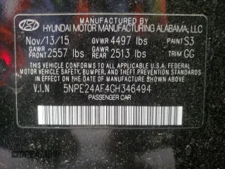 2016 Hyundai Sonata SE with VIN 5NPE24AF4GH346494, listed as a Copart auction lot 53550375 with 163,125 mi miles and Salvage Title. Bid and sale history available at carsss.com. Image 14.
