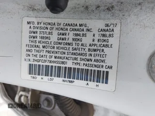2017 Honda Civic Sedan EX with VIN 2HGFC2F7XHH553801, listed as a IAAI auction lot 41910095 with 104,962 mi miles. Bid and sale history available at carsss.com. Image 9.
