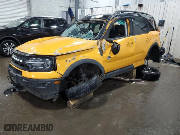 2022 Ford Bronco Sport Outer Banks with VIN 3FMCR9C63NRD70417, listed as a Copart auction lot 56487815 with 29,284 mi miles and Salvage title. Bid and sale history available at DreamBid. Image 1.