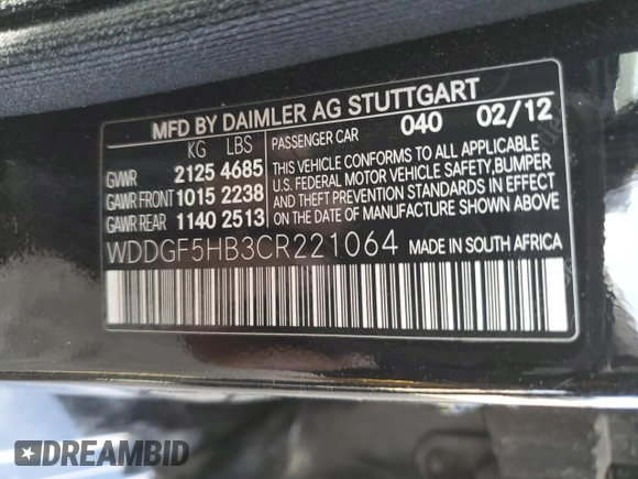 2012 Mercedes-Benz C 350 Sport with VIN WDDGF5HB3CR221064, listed as a Copart auction lot 86373104 with 187,938 mi miles and Salvage Title. Bid and sale history available at DreamBid. Image 12.