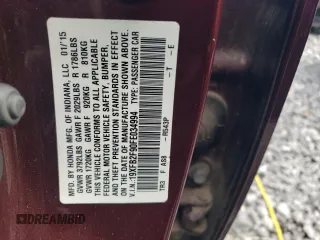 2015 Honda Civic Sedan EX-L with VIN 19XFB2F90FE034994, listed as a Copart auction lot 45046705 with 6,721 mi miles and Salvage Title. Bid and sale history available at carsss.com. Image 12.