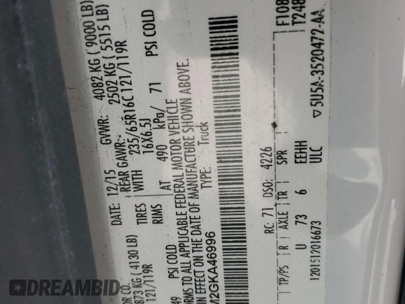 2016 Ford Transit Cargo with VIN 1FTYR1ZM2GKA46996, listed as a Copart auction lot 77163594 with Not Provided miles and Salvage Title. Bid and sale history available at DreamBid. Image 14.