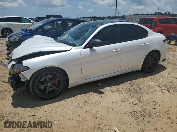 2018 Alfa Romeo Giulia Ti Sport with VIN ZARFAECN3J7599728, listed as a Copart auction lot 57711005 with Not provided miles and Salvage title. Bid and sale history available at DreamBid. Image 1.