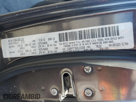 2016 Ram 1500 Express z VIN 1C6RR7FT9GS123339, wystawiony jako Copart lot #57058705 z przebiegiem 102 654 mil mil oraz Szkoda całkowita • Salvage title. Historia ofert i sprzedaży dostępna na DreamBid. Obrazek 13.