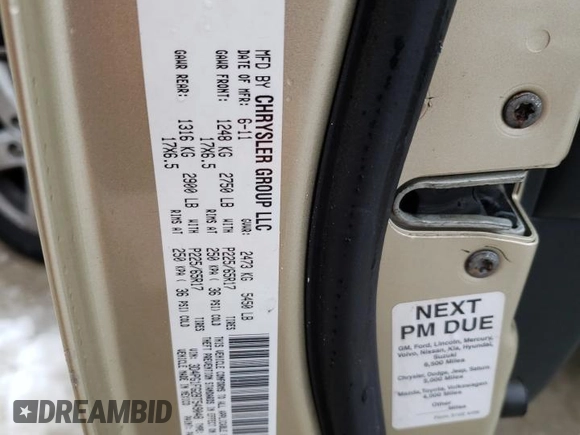 2011 Dodge Journey Mainstreet with VIN 3D4PG1FG2BT549048, listed as a Copart auction lot 83991844 with 53,658 mi miles and Clean title. Bid and sale history available at DreamBid. Image 14.