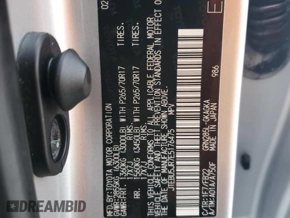 2014 Toyota 4Runner Limited with VIN JTEBU5JR7E5176475, listed as a Copart auction lot 60744485 with 137,722 mi miles and Salvage title. Bid and sale history available at DreamBid. Image 14.