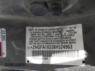 2008 Honda Civic LX z VIN 2HGFA16538H524963, wystawiony jako IAAI lot #42497277 z przebiegiem 441 700 mil mil oraz . Historia ofert i sprzedaży dostępna na DreamBid. Obrazek 9.