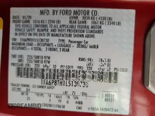 2020 Ford Mustang EcoBoost with VIN 1FA6P8TH1L5130730, listed as a Copart auction lot 58416485 with 16,457 mi miles and Salvage title. Bid and sale history available at DreamBid. Image 12.