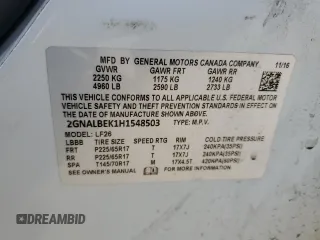 2017 Chevrolet Equinox LS with VIN 2GNALBEK1H1548503, listed as a Copart auction lot 56247655 with 121,975 mi miles and Salvage Title. Bid and sale history available at DreamBid. Image 12.