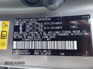 2015 Lexus NX 200t with VIN JTJBARBZ2F2002932, listed as a IAAI auction lot 41797857 with 205,902 mi miles and . Bid and sale history available at DreamBid. Image 9.