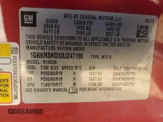 2013 GMC Acadia SLT with VIN 1GKKRSKD3DJ247186, listed as a Copart auction lot 80768014 with 173,741 mi miles and Salvage Title. Bid and sale history available at carsss.com. Image 14.