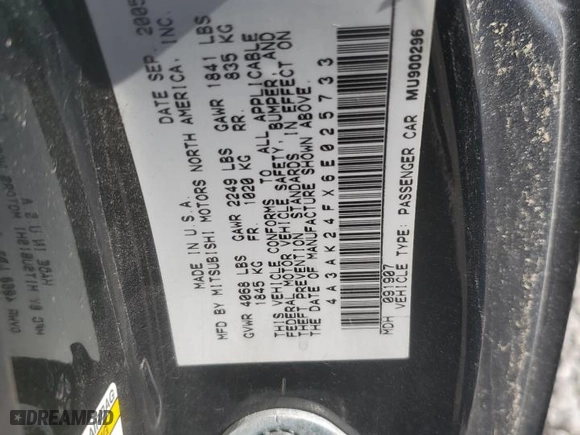 2006 Mitsubishi Eclipse GS with VIN 4A3AK24FX6E025733, listed as a Copart auction lot 76796724 with 204352 miles and Salvage Title. Bid and sale history available at carsss.com. Image 12.