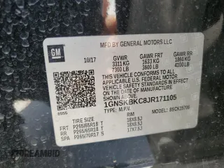 2018 Chevrolet Tahoe LT with VIN 1GNSKBKC8JR171105, listed as a Copart auction lot 49650085 with 89,012 mi miles and Clean title. Bid and sale history available at DreamBid. Image 13.