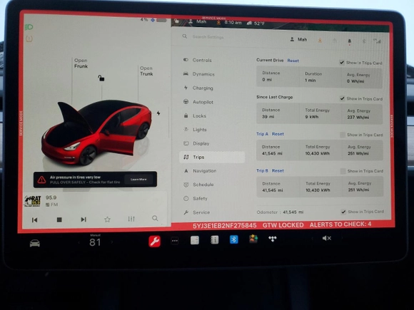 2022 Tesla Model 3 Long Range with VIN 5YJ3E1EB2NF275845, listed as a Copart auction lot 84527134 with 41,545 mi miles and Salvage Title. Bid and sale history available at carsss.com. Image 9.
