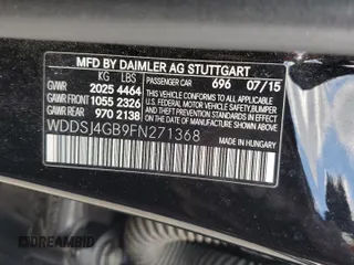 2015 Mercedes-Benz CLA 250 with VIN WDDSJ4GB9FN271368, listed as a Copart auction lot 56956265 with 117,733 mi miles and Salvage title. Bid and sale history available at DreamBid. Image 12.
