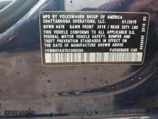 2013 Volkswagen Passat SE w/Sunroof with VIN 1VWBH7A37DC085293, listed as a Copart auction lot 43170875 with 93,816 mi miles and Salvage Title. Bid and sale history available at carsss.com. Image 14.